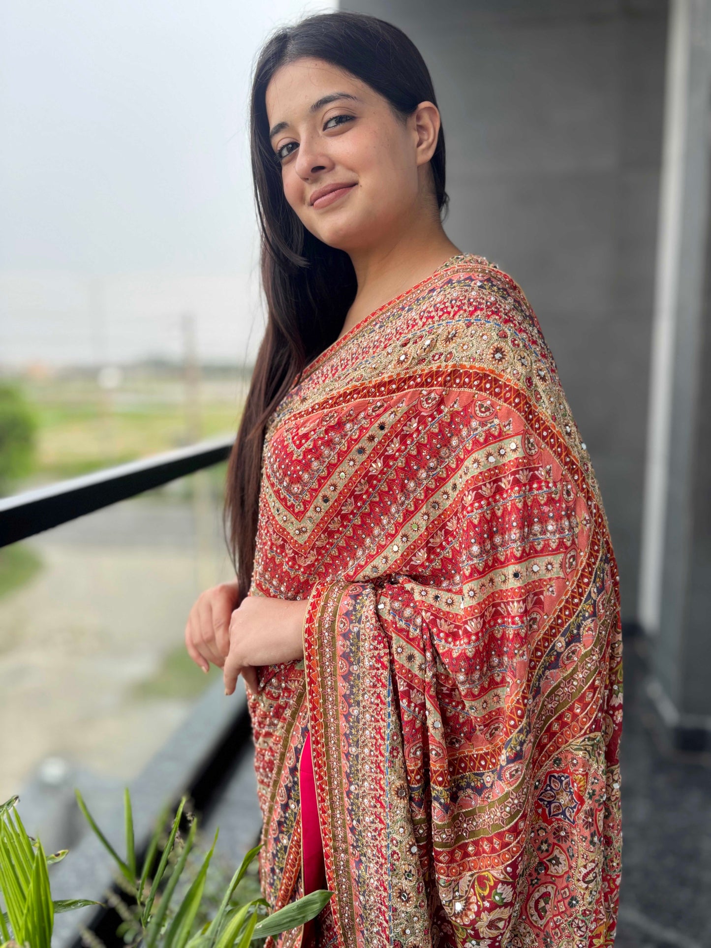 Designer Saree with Heavy Zari & Mirror Work Border