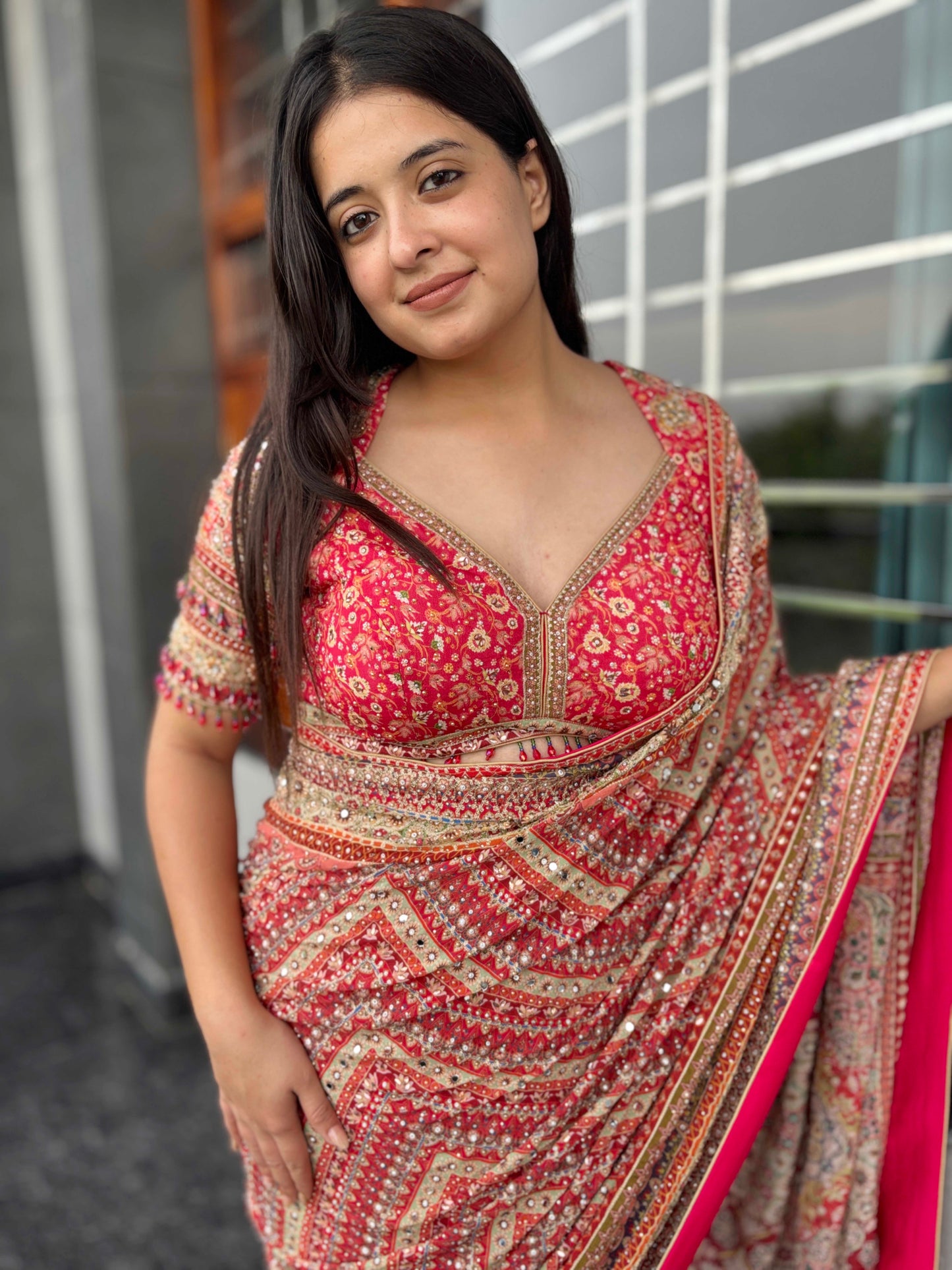 Designer Saree with Heavy Zari & Mirror Work Border