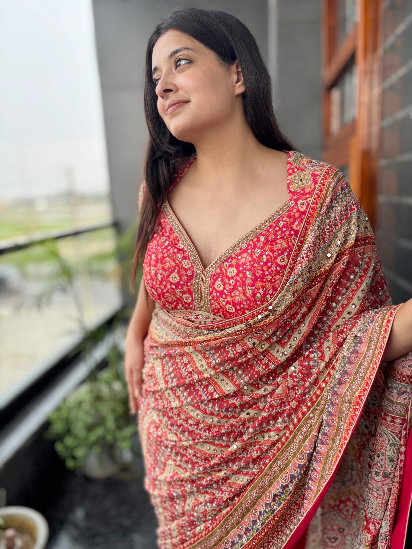 Designer Saree with Heavy Zari & Mirror Work Border