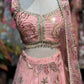 Blush Pink Floral Embroidered Lehenga with Blouse & Dupatta