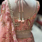 Blush Pink Floral Embroidered Lehenga with Blouse & Dupatta