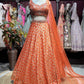 Orange Embroidered Lehenga with Sequin Blouse & Net Dupatta