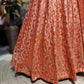 Orange Embroidered Lehenga with Sequin Blouse & Net Dupatta