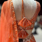 Orange Embroidered Lehenga with Sequin Blouse & Net Dupatta