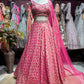 Rani Pink Embroidered Lehenga with Sequin Blouse & Net Dupatta