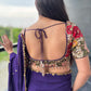 Purple Georgette Saree with Gold Sequin Border & Designer Blouse