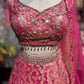 Rani Pink Embroidered Lehenga with Sequin Blouse & Net Dupatta