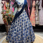 Navy Blue Floral Embroidered Lehenga with Draped Dupatta