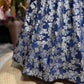 Navy Blue Floral Embroidered Lehenga with Draped Dupatta
