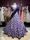 Royal Purple Floral Embroidered Lehenga with Draped Dupatta