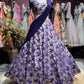 Royal Purple Floral Embroidered Lehenga with Draped Dupatta