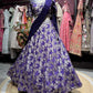 Royal Purple Floral Embroidered Lehenga with Draped Dupatta