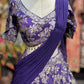 Royal Purple Floral Embroidered Lehenga with Draped Dupatta