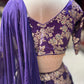 Royal Purple Floral Embroidered Lehenga with Draped Dupatta