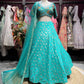Turquoise Embroidered Lehenga with Designer Blouse & Net Dupatta