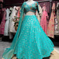 Turquoise Embroidered Lehenga with Designer Blouse & Net Dupatta