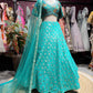 Turquoise Embroidered Lehenga with Designer Blouse & Net Dupatta