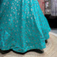 Turquoise Embroidered Lehenga with Designer Blouse & Net Dupatta