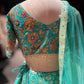 Turquoise Embroidered Lehenga with Designer Blouse & Net Dupatta