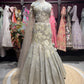 Silver Grey Floral Fish Cut Lehenga with Corset Blouse & Net Dupatta