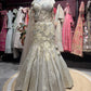 Silver Grey Floral Fish Cut Lehenga with Corset Blouse & Net Dupatta