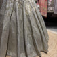 Silver Grey Floral Fish Cut Lehenga with Corset Blouse & Net Dupatta