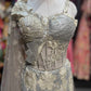 Silver Grey Floral Fish Cut Lehenga with Corset Blouse & Net Dupatta