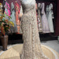 Champagne Embroidered Net Saree with Designer Blouse