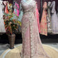 Blush Pink Rose Embroidered Net Saree with Designer Blouse