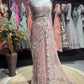 Blush Pink Rose Embroidered Net Saree with Designer Blouse