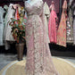 Blush Pink Rose Embroidered Net Saree with Designer Blouse