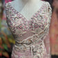 Blush Pink Rose Embroidered Net Saree with Designer Blouse