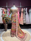 Luxury Multicolor Designer Saree with Heavy Hand Embroidery & Mirror Work