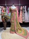 Olive Green Embroidered Designer Saree with Heavy Blouse