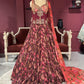 Maroon Floral Lehenga with Embroidered Blouse and Dupatta