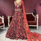 Maroon Floral Lehenga with Embroidered Blouse and Dupatta