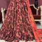 Maroon Floral Lehenga with Embroidered Blouse and Dupatta