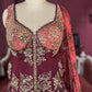 Maroon Floral Lehenga with Embroidered Blouse and Dupatta