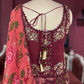 Maroon Floral Lehenga with Embroidered Blouse and Dupatta