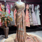 Rose Gold Multicolor Heavy Embroidered Designer Saree with Statement Blouse