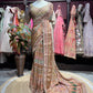 Rose Gold Multicolor Heavy Embroidered Designer Saree with Statement Blouse