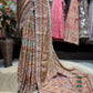 Rose Gold Multicolor Heavy Embroidered Designer Saree with Statement Blouse