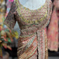Rose Gold Multicolor Heavy Embroidered Designer Saree with Statement Blouse