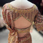 Rose Gold Multicolor Heavy Embroidered Designer Saree with Statement Blouse