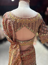 Rose Gold Multicolor Heavy Embroidered Designer Saree with Statement Blouse
