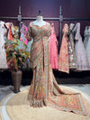 Peach Champagne Heavy Embroidered Designer Saree with Statement Blouse
