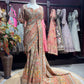 Peach Champagne Heavy Embroidered Designer Saree with Statement Blouse