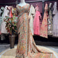 Peach Champagne Heavy Embroidered Designer Saree with Statement Blouse