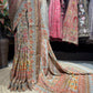 Peach Champagne Heavy Embroidered Designer Saree with Statement Blouse