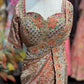 Peach Champagne Heavy Embroidered Designer Saree with Statement Blouse